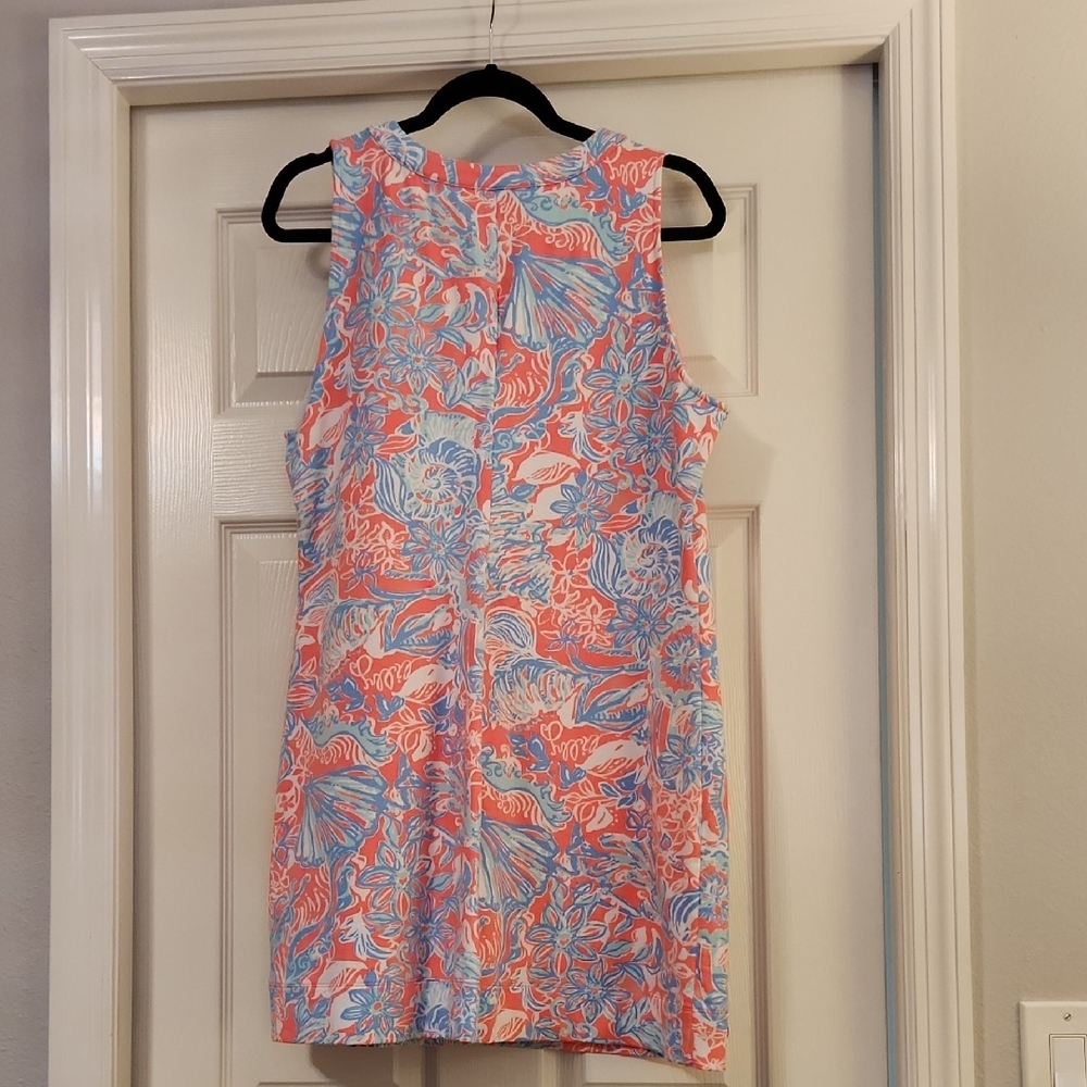 Lilly Pulitzer Estrada Pink Sun Ray Summer Siren French Terry Shift Dress XL - Picture 9 of 9